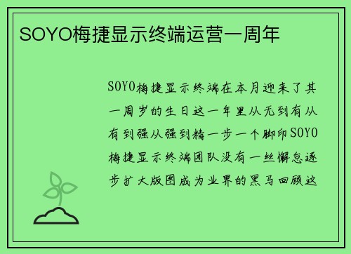 SOYO梅捷显示终端运营一周年