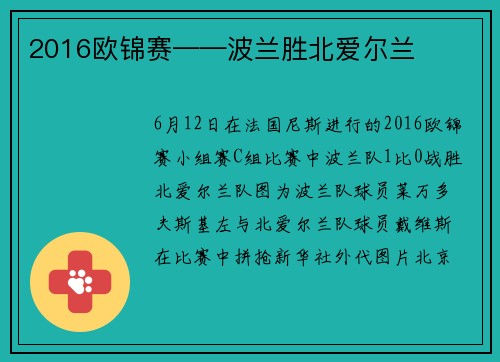 2016欧锦赛——波兰胜北爱尔兰