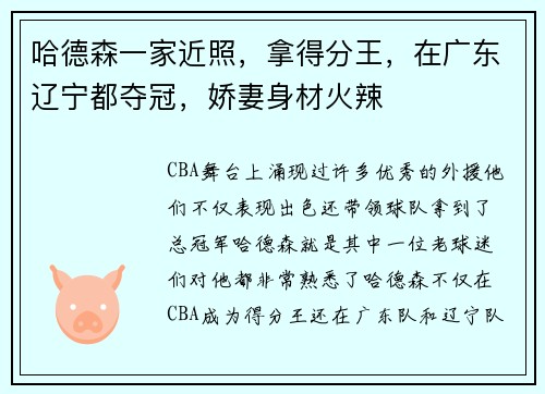 哈德森一家近照，拿得分王，在广东辽宁都夺冠，娇妻身材火辣