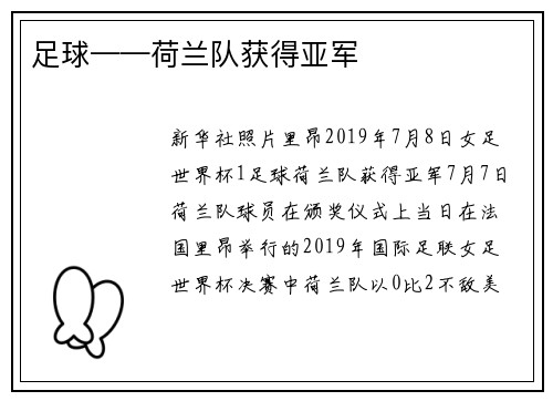 足球——荷兰队获得亚军